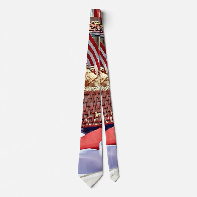 Cooperstown NY - Bakery Window With American Flags Neck Tie (Front)