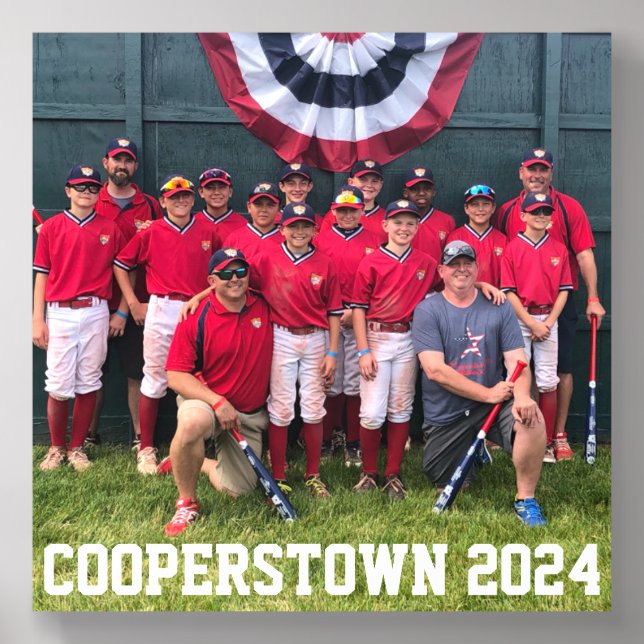 Cooperstown NY Baseball Custom Team Photo Acrylic Photo Tile (Front Set)