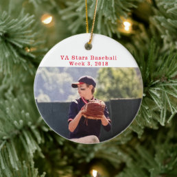 Cooperstown NY Baseball Photo Fun Facts Memory Ceramic Ornament