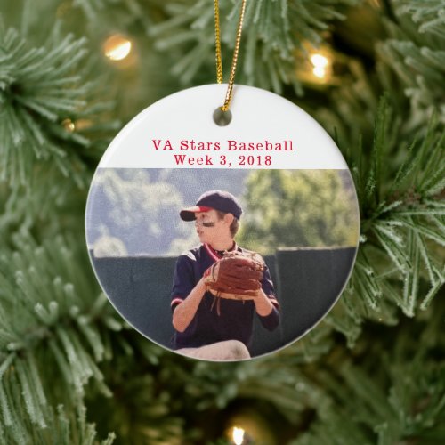 Cooperstown NY Baseball Photo Fun Facts Memory Ceramic Ornament