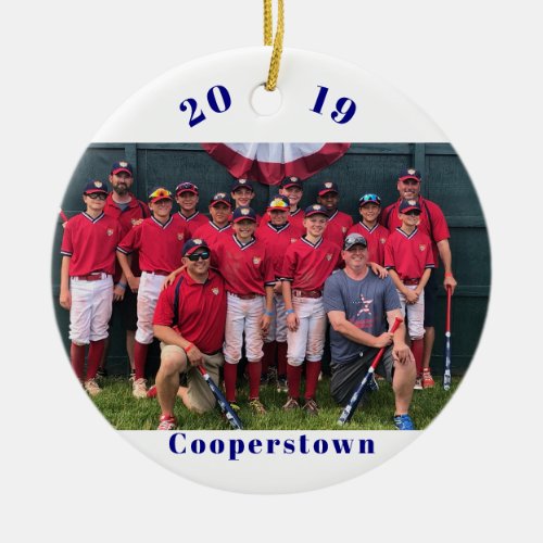 Cooperstown NY Baseball Photo Team Memories Facts Ceramic Ornament