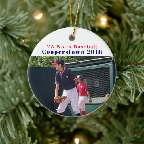 Cooperstown NY Baseball Player Photo Fun Memories Ceramic Ornament