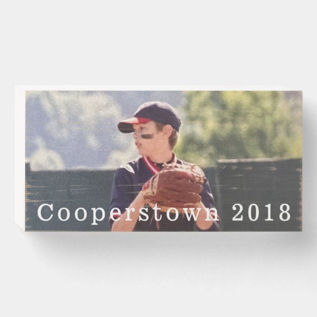 Cooperstown NY Baseball Player Photo Year Wooden Box Sign (Front Horizontal)