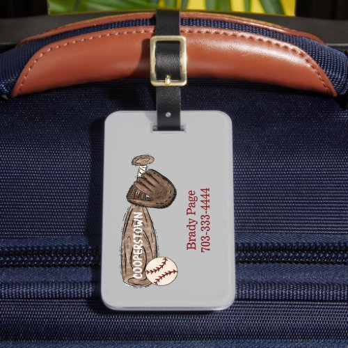  Cooperstown NY Baseball Player Sports Bat Bag Luggage Tag