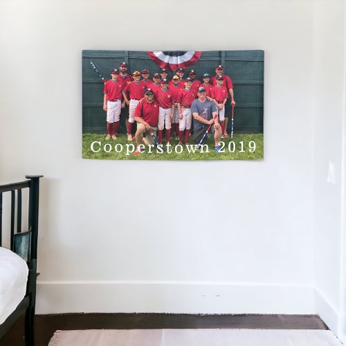Cooperstown NY Baseball Team Photo Coach Player Banner