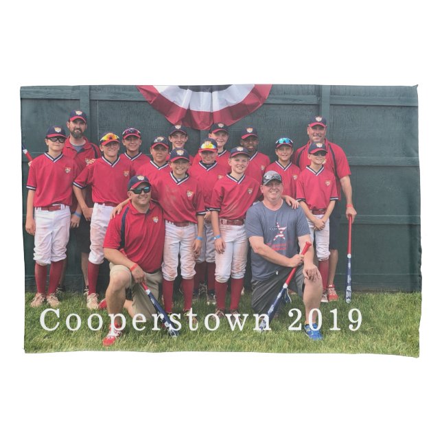 Cooperstown NY Baseball Team Photo Coach Player Pillow Case (Front)