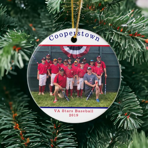 Cooperstown NY Baseball Team Photo Team Name Facts Ceramic Ornament