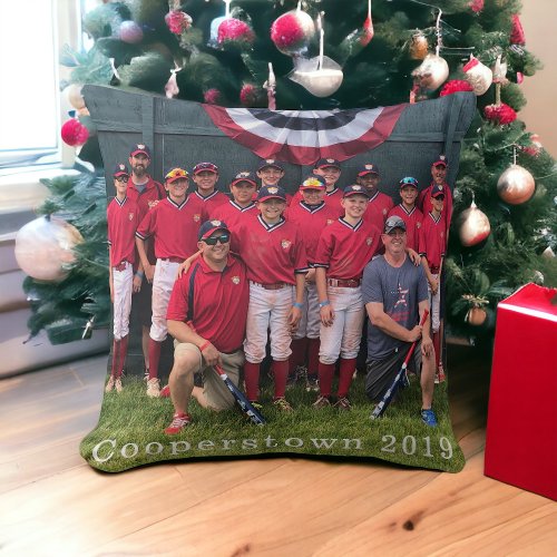 Cooperstown NY Baseball Team Photo Year Keepsake Throw Pillow