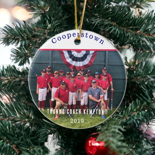 Cooperstown NY Coaches Baseball Team Photo Gift Ceramic Ornament