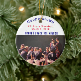 Cooperstown NY Coaches Gift Baseball Team Photo Ceramic Ornament