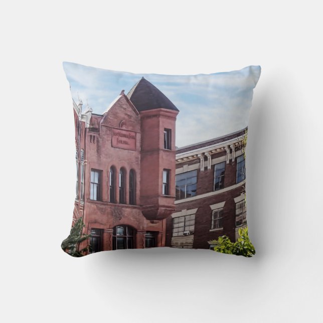 Cooperstown NY - First National Bank Building Throw Pillow (Front)