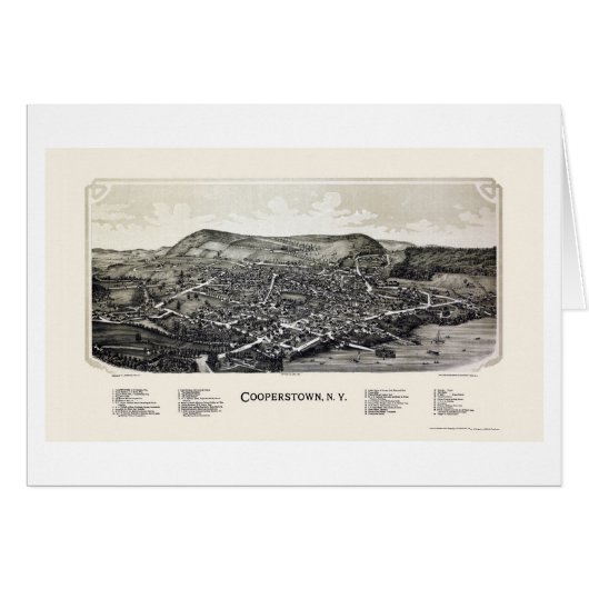 Cooperstown, NY Panoramic Map - 1890 Cards (Front Horizontal)