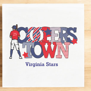 Cooperstown Patriotic Baseball Player Custom Team Napkins