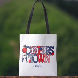 Cooperstown Patriotic Letters Baseball Mom Tote Bag