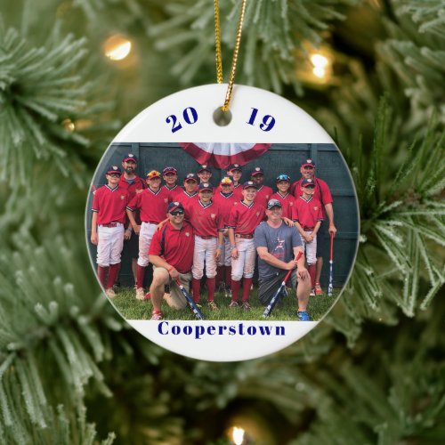 Cooperstown Team Photo / Custom Baseball Memory Ceramic Ornament