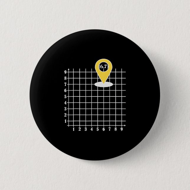 Coordinate 6 Number 67 Six Seven Meme  Button (Front)