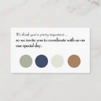 Minimalist Wedding Color Palette Attire Cards | Zazzle