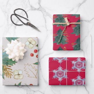 Coordinated Hand-Painted Art Print Wrapping Paper Sheets