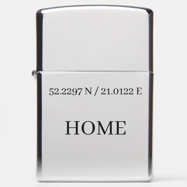 Coordinates of Home – Personal Landmark Identity Zippo Lighter (Front)