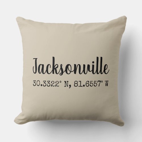 Coordinates Pillow Jacksonville Florida