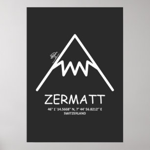 Coordinates Zermatt Switzerland Poster