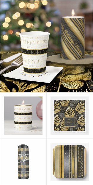 Coordinating Christmas Decor Black and Gold
