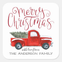 Coordinating Christmas Sticker - Vintage Red Truck