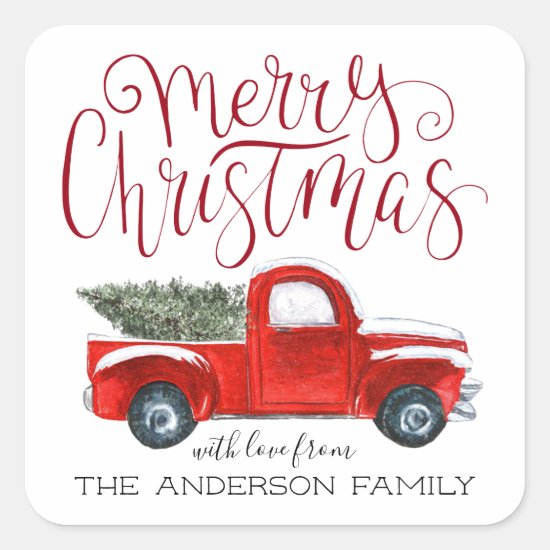 Coordinating Christmas Sticker - Vintage Red Truck