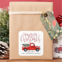 Coordinating Christmas Sticker - Vintage Red Truck