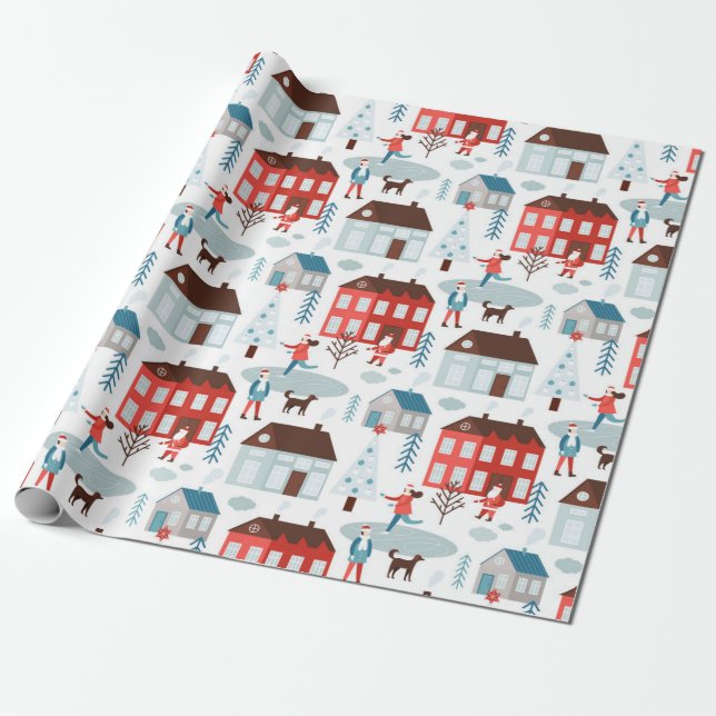 Coordinating Christmas Story Pattern Wrapping Paper (Unrolled)