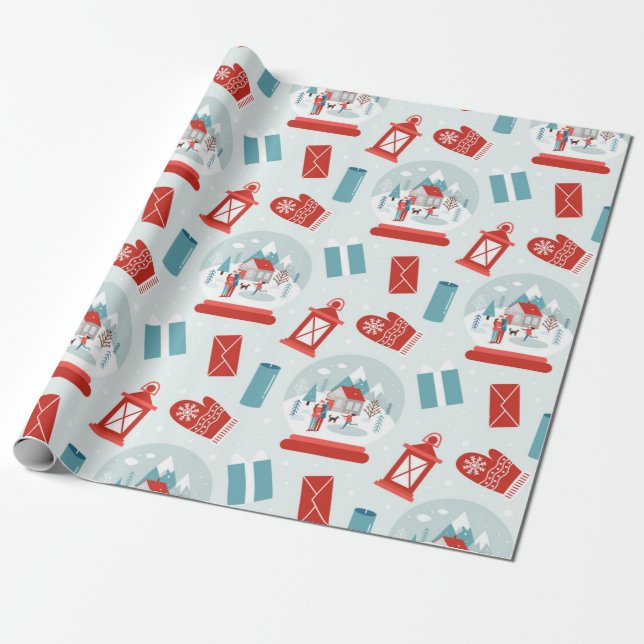 Coordinating Christmas Story Pattern Wrapping Paper (Unrolled)