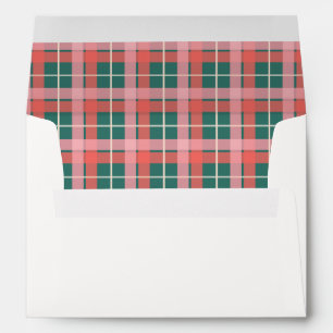 Coordinating Pink and Green Plaid Holiday Envelope