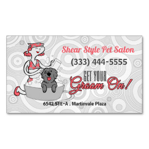 Coordinating Pink Get Your Groom On Pet Gooming Business Card Magnet