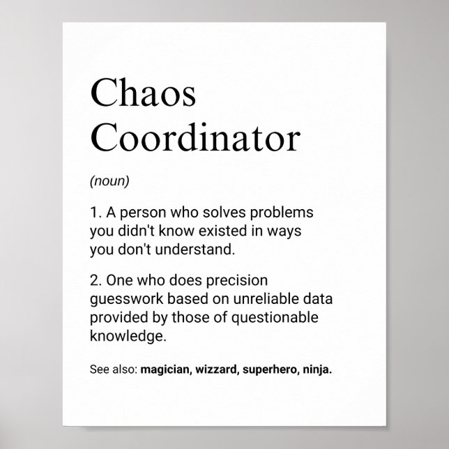 Coordinators and Supervisors Funny Work Definition Poster (Front)