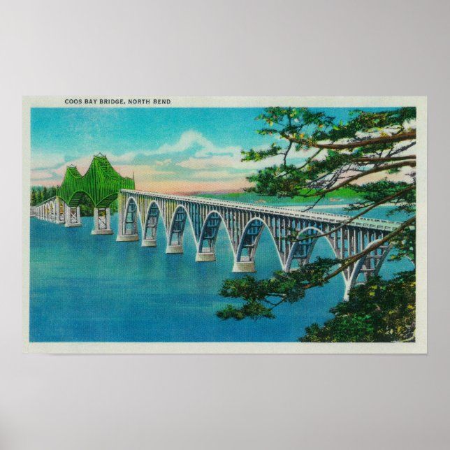 Coos Bay Bridge in North Bend, Oregon Poster (Front)