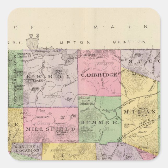 Coos County, NH Square Sticker (Front)