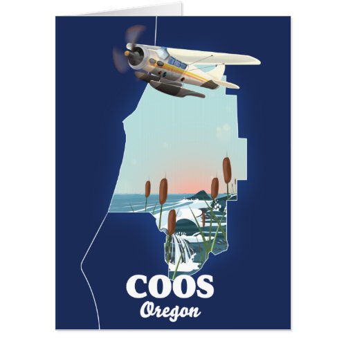  Coos Oregon Travel map Card