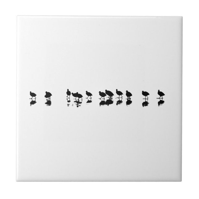 Coot Design - Black on White Ceramic Tile (Front)