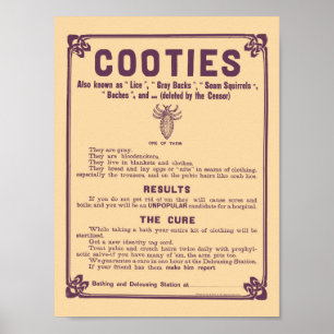 Cootie Warning Poster - Vintage Medical Print