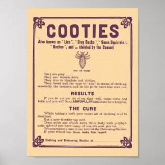 Cootie Warning Poster - Vintage Medical Print