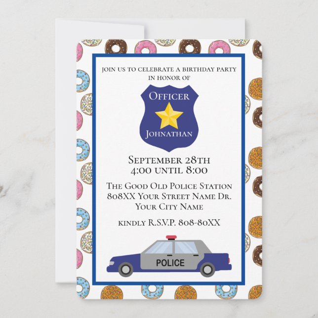 Cop Party with Donuts Invitation (Front)