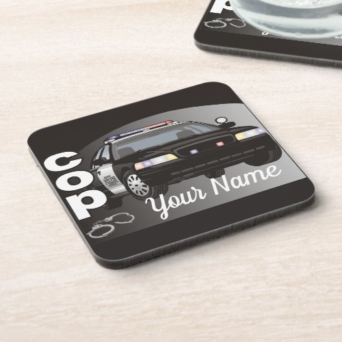 Cop Personalized Police Officer Beverage Coaster