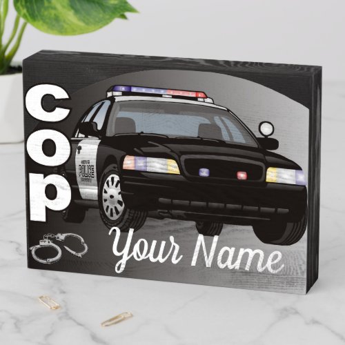 Cop Personalized Police Officer Wooden Box Sign