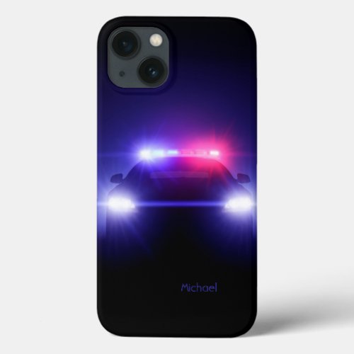 Cop Police Car Full Lights Blinking iPhone 13 Case