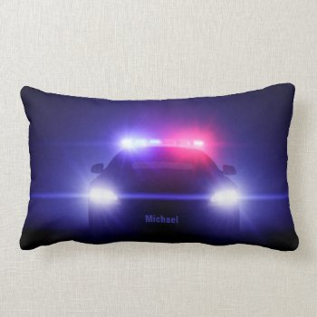 Cop  Police Car With Full Lights Lumbar Pillow by zlatkocro at Zazzle