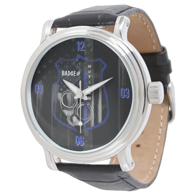 Cop Retirement Watch Edit - Custom Badge#  (Angled)