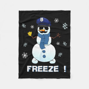 Cop Snowman Shirt Ze Christmas Party Gift Xmas Fleece Blanket