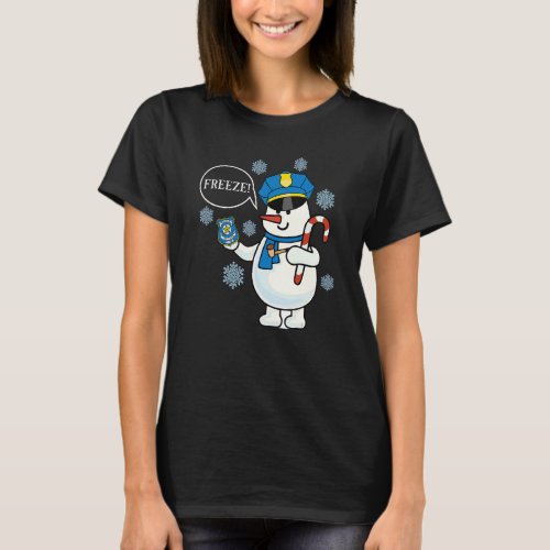 Cop Snowman Ugly Christmas For Men Women  Holiday T_Shirt