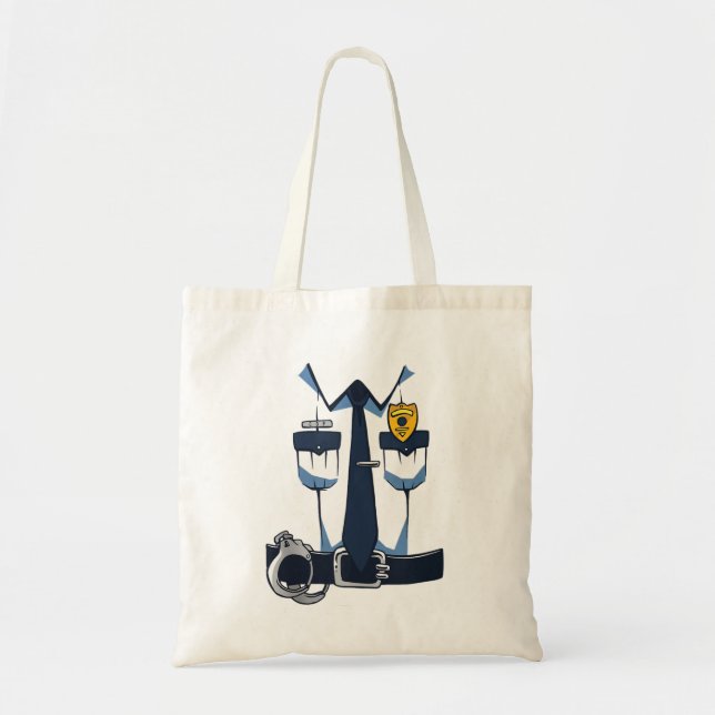 Cop Trick or Treat Police Officer Simple Halloween Tote Bag (Front)