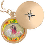 Copa de Oro Love Gold Plated Necklace<br><div class="desc">Painting “Copa de Oro” Collection Personalize on the product page or click the "Customize" button for more design options. The necklace arrives in a special black felt bag that is perfect for gifting. The design created from my painting “Copa de Oro" captures a scene from a photo my friend Shirley...</div>